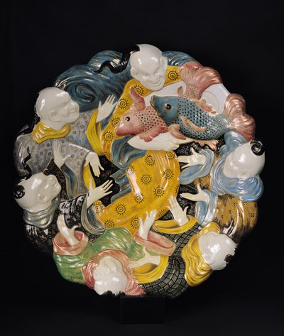 Prato ornamental, c.1880 (faiança) de Emile Galle